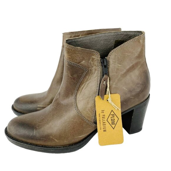Palladium PLDM Ankle Boots Size 39 US 7.5 Heeled Booties Brown Leather New NWT - Picture 1 of 6
